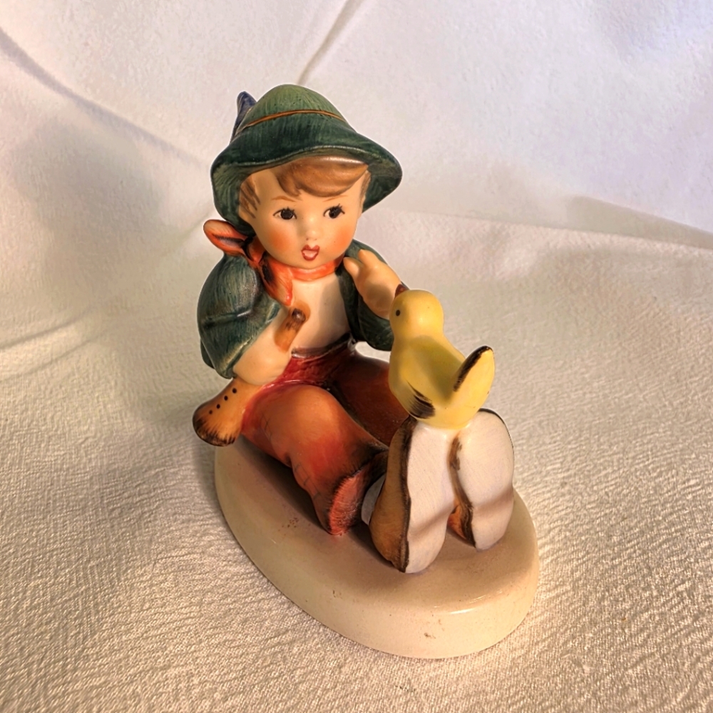 Vintage Goebel Hummel Singing Lessons Figurine with A Boy and A Bird TMK 6